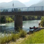 Silniční most v městečku Staudach 08/2025, 23 m3/s Hutte