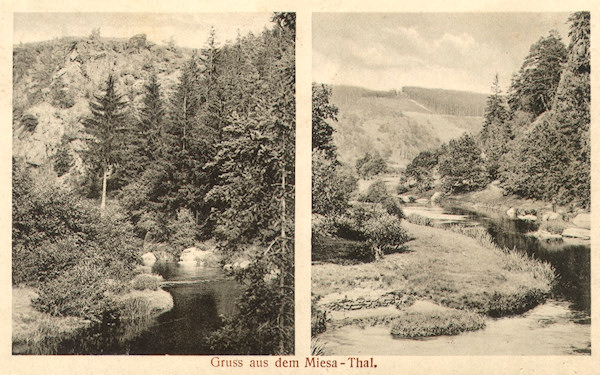 Blíže neurčená místa na Mži ze staré pohlednice