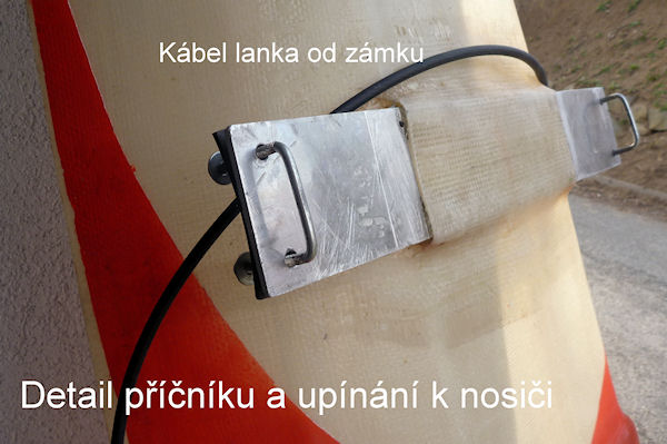 Detail příčníku a upínání k nosiči