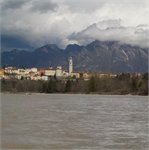 Pohled na Belluno z řeky Piáva